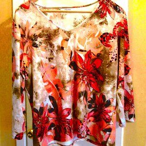 TanJay Pullover Vneck,long Sleeved Over Waist Top